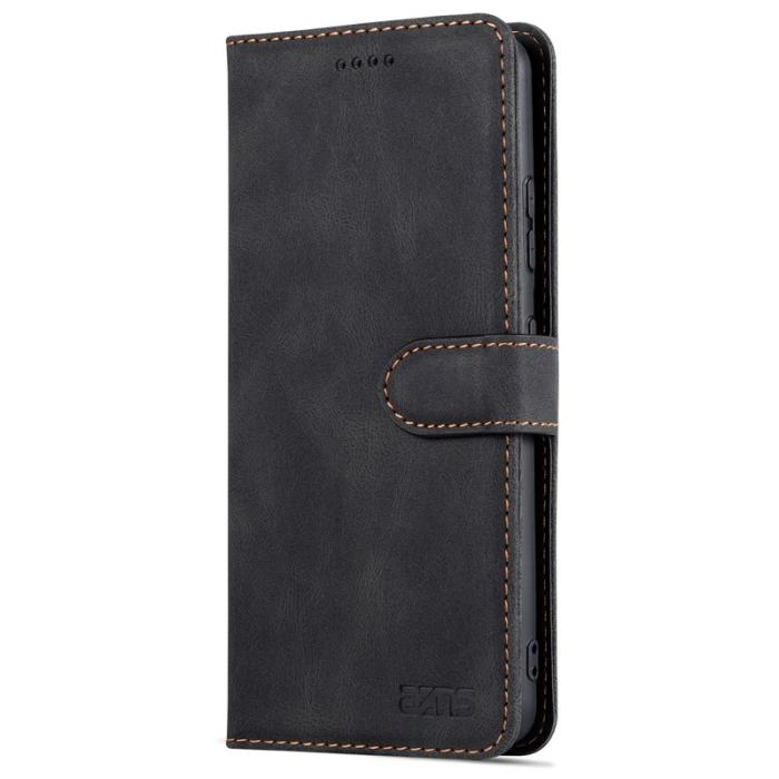 AZNS - AZNS Wallet Stand Fodral Äkta läder - Svart för Samsung Galaxy S22 5G