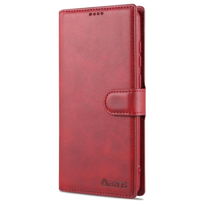 AZNS - AZNS Wallet Stand Fodral i Äkta Läder för Samsung Galaxy A72 - Röd