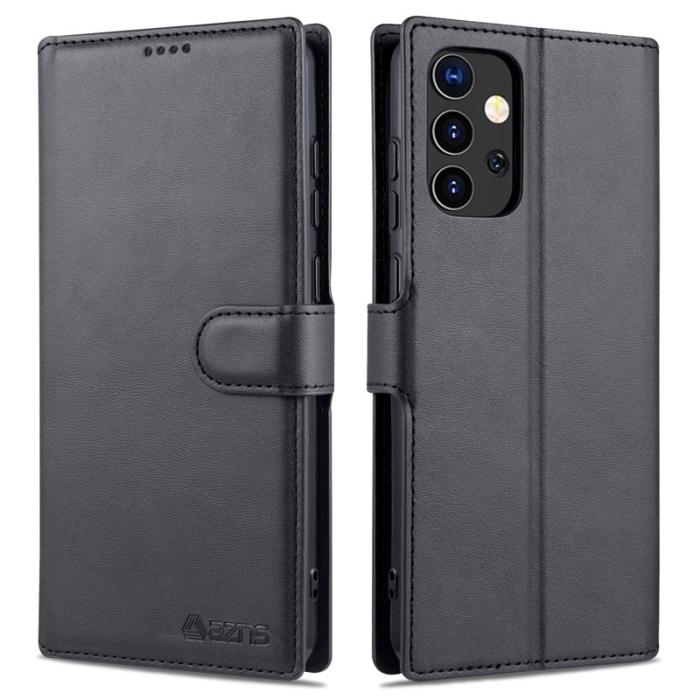 AZNS - AZNS Wallet Stand Fodral i Äkta Läder för Samsung Galaxy A72 - Svart