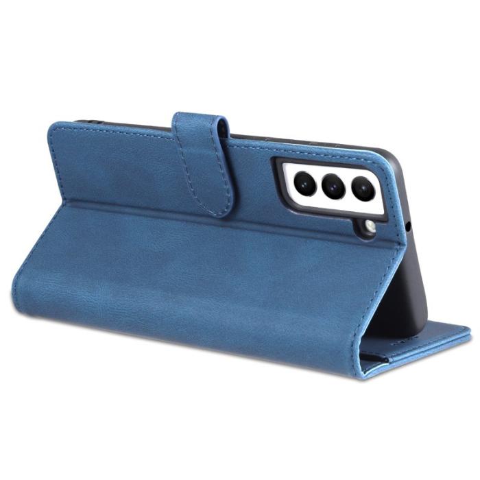 AZNS - AZNS Wallet Stand Samsung Galaxy S22 Fodral Äkta läder - Blå