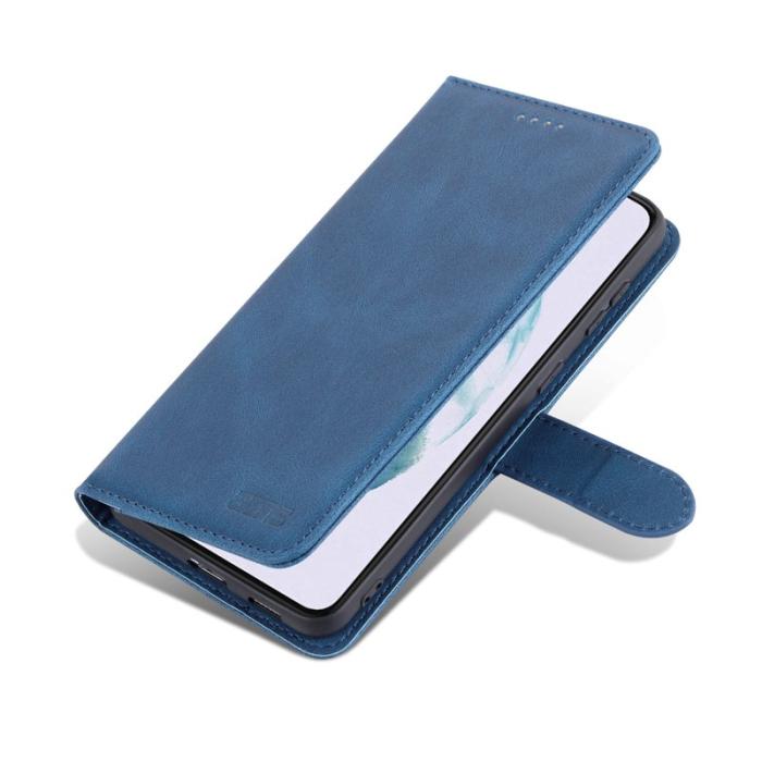 AZNS - AZNS Wallet Stand Samsung Galaxy S22 Fodral Äkta läder - Blå
