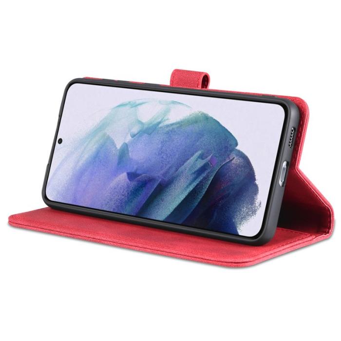 AZNS - AZNS Wallet Stand Samsung Galaxy S22+ Fodral PU Läder - Röd