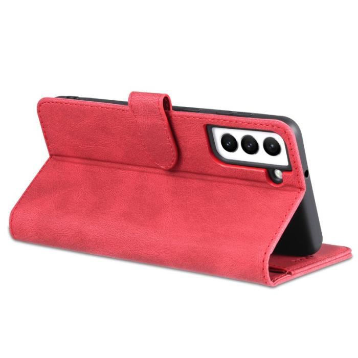 AZNS - AZNS Wallet Stand Samsung Galaxy S22+ Fodral PU Läder - Röd