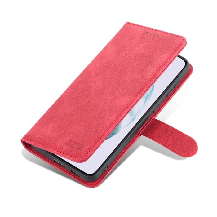 AZNS - AZNS Wallet Stand Samsung Galaxy S22+ Fodral PU Läder - Röd