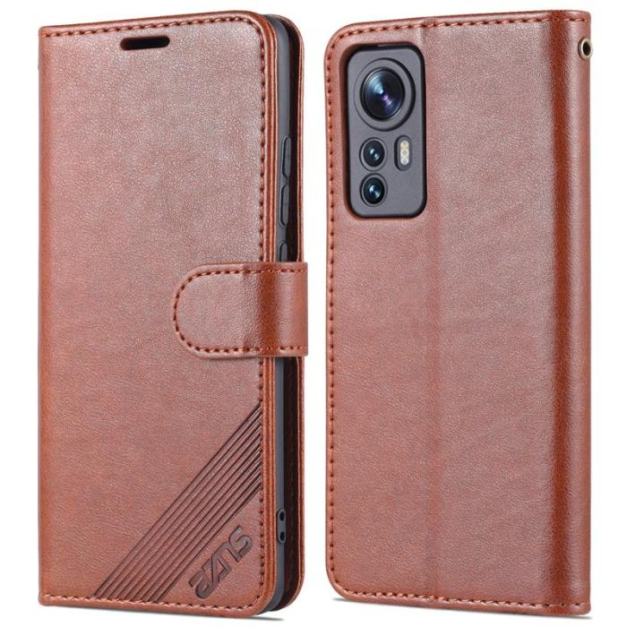 AZNS - AZNS Xiaomi 12 5G/12X 5G/12S 5G Fodral Äkta läder - Brun