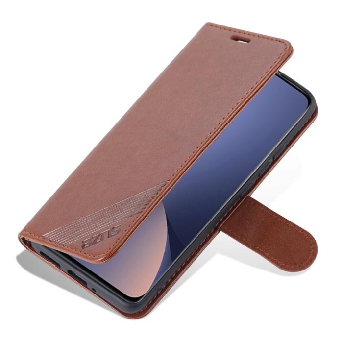 AZNS - AZNS Xiaomi 12 5G/12X 5G/12S 5G Fodral Äkta läder - Brun