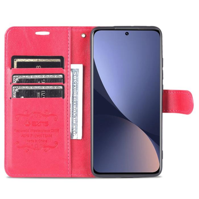 AZNS - AZNS Xiaomi 12 5G/12X 5G/12S 5G Fodral Äkta läder - Röd