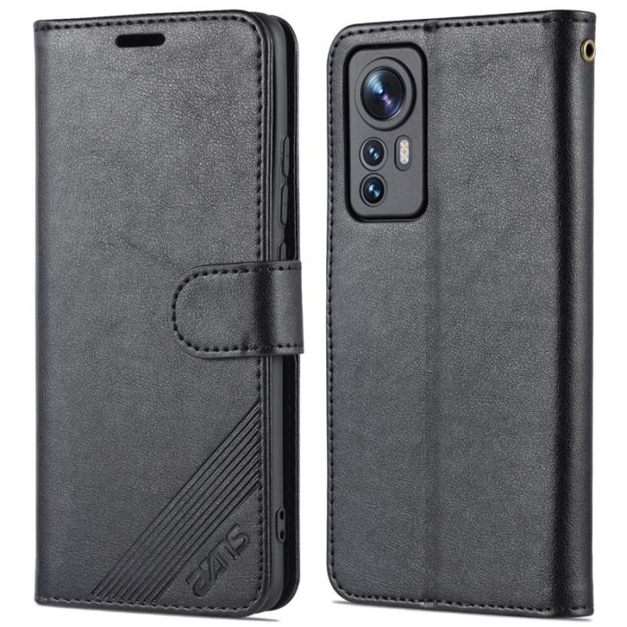 AZNS - AZNS Xiaomi 12 5G Fodral Äkta läder - Svart