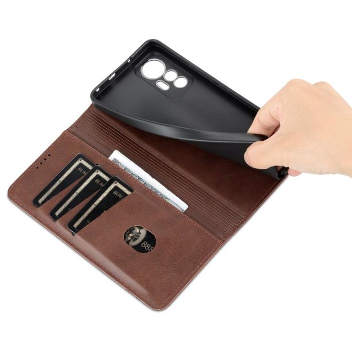 AZNS - AZNS Xiaomi 12 Lite 5G Fodral PU Läder - Kaffe