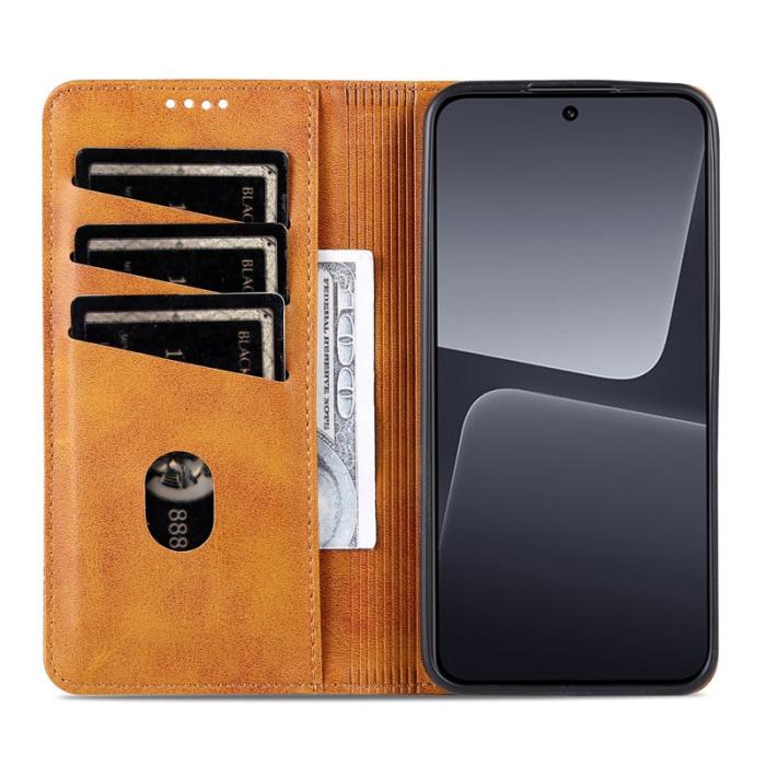 AZNS - AZNS Xiaomi 13 5G Flip Fodral Äkta läder - Brun