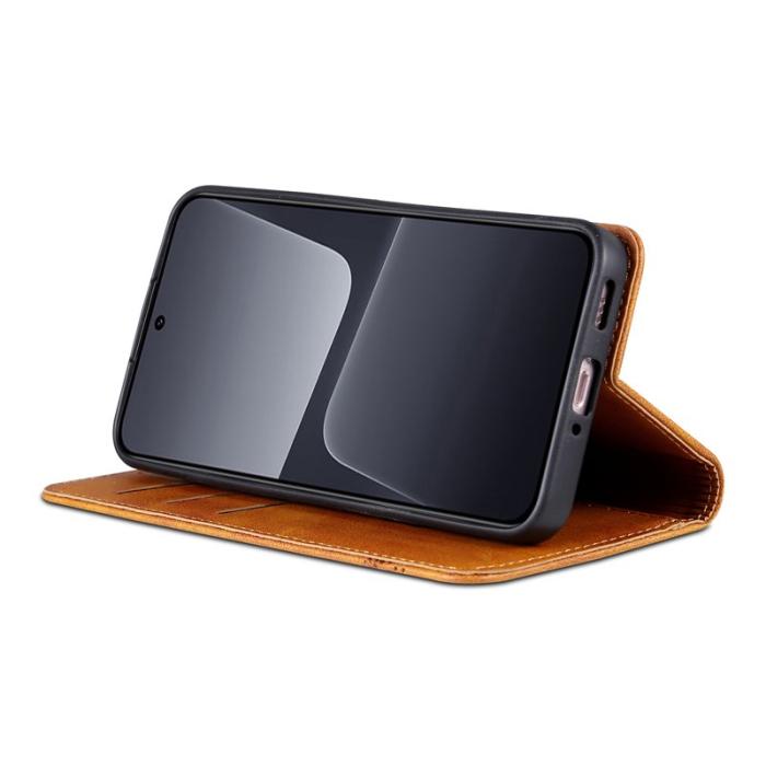 AZNS - AZNS Xiaomi 13 5G Flip Fodral Äkta läder - Brun