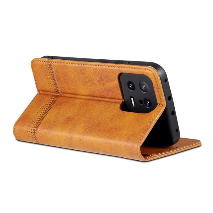 AZNS - AZNS Xiaomi 13 5G Flip Fodral Äkta läder - Brun