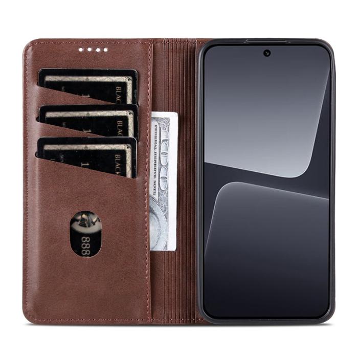 AZNS - AZNS Xiaomi 13 5G Flip Fodral Äkta läder - Kaffe