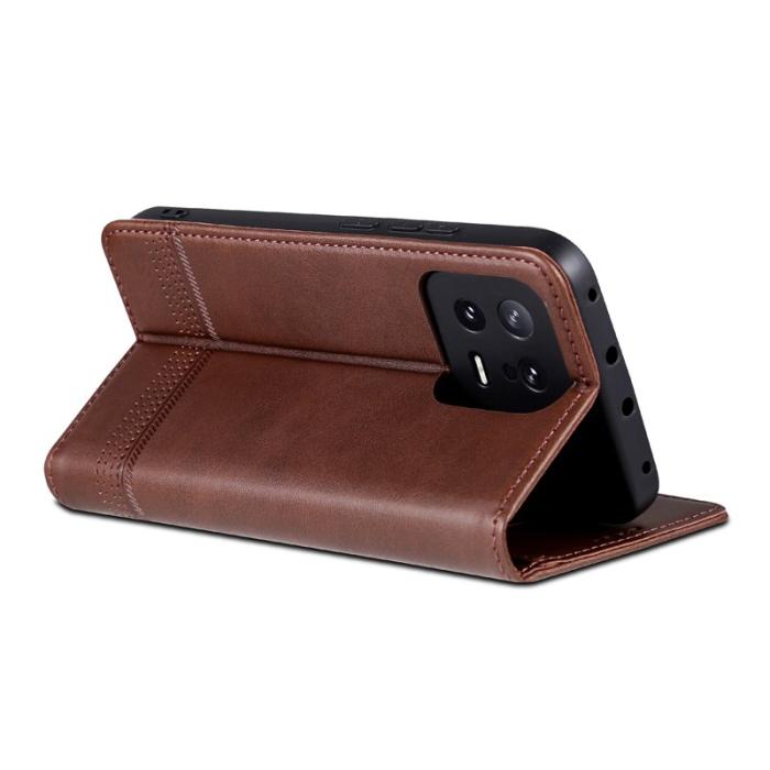 AZNS - AZNS Xiaomi 13 5G Flip Fodral Äkta läder - Kaffe