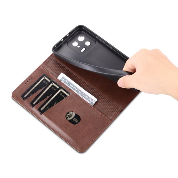 AZNS - AZNS Xiaomi 13 5G Flip Fodral Äkta läder - Kaffe