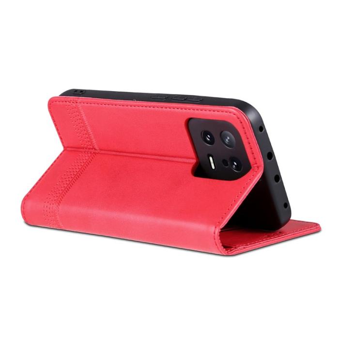 AZNS - AZNS Xiaomi 13 5G Flip Fodral Äkta läder - Röd