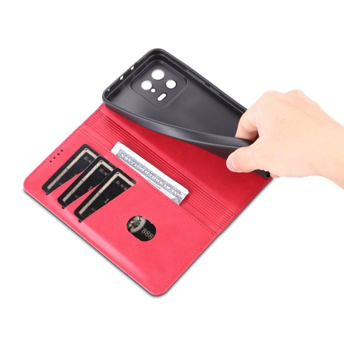 AZNS - AZNS Xiaomi 13 5G Flip Fodral Äkta läder - Röd