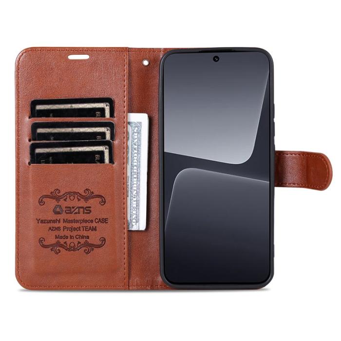 AZNS - AZNS Xiaomi 13 5G Flip Wallet Fodral - Anti-scratch PU Läder - Brun