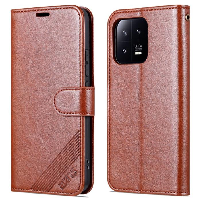 AZNS - AZNS Xiaomi 13 Pro 5G Fodral Flip Wallet PU Läder - Brun