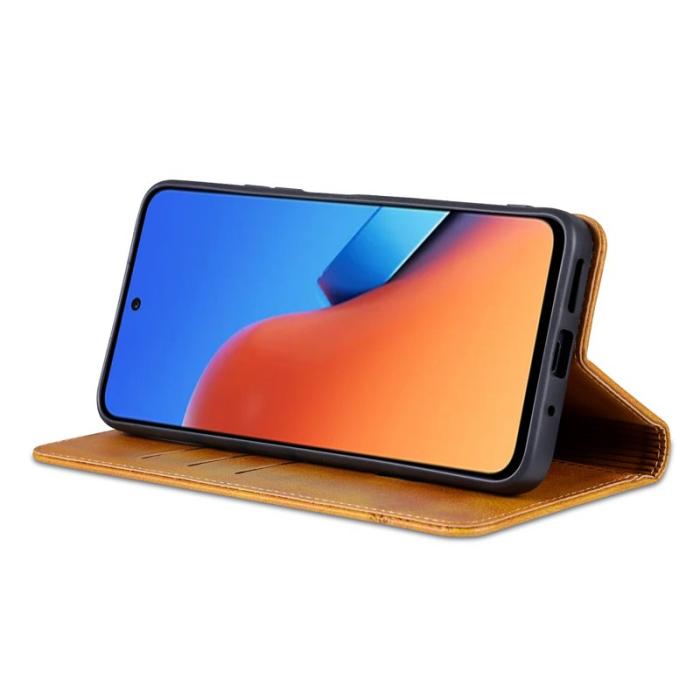 AZNS - AZNS Xiaomi 14 Fodral Anti-Scratch Ställ Wallet - Äkta läder - Brun