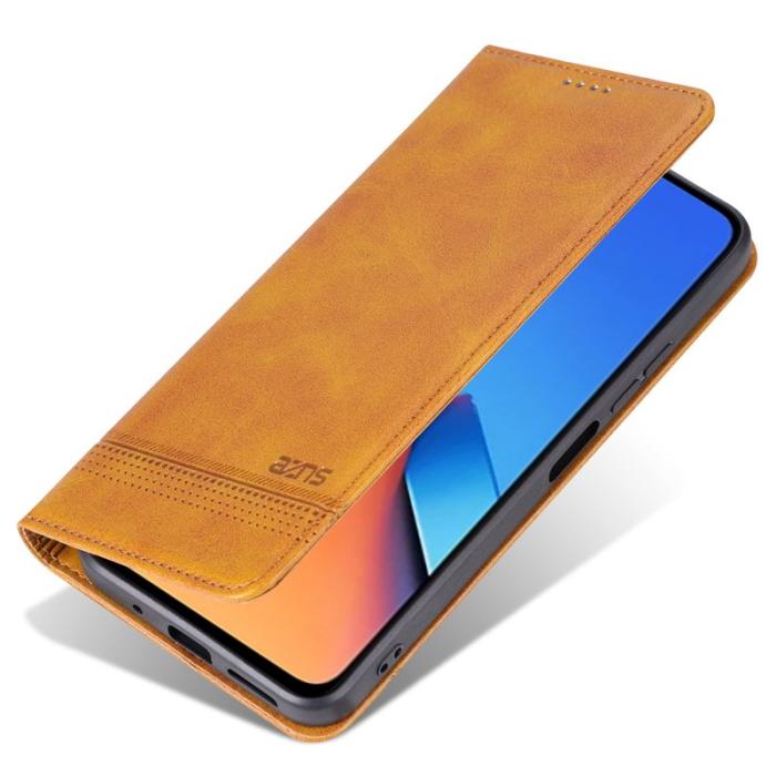 AZNS - AZNS Xiaomi 14 Fodral Anti-Scratch Ställ Wallet - Äkta läder - Brun