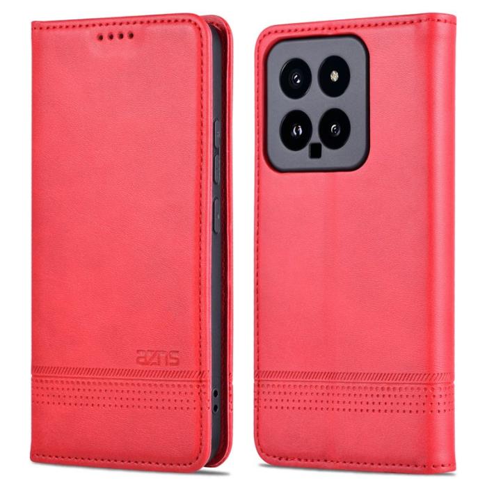 AZNS - AZNS Xiaomi 14 Fodral Anti-Scratch Ställ Wallet - Röd