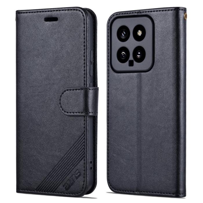 AZNS - AZNS Xiaomi 14 Fodral Anti-scratch Wallet TPU + PU Läder - Svart
