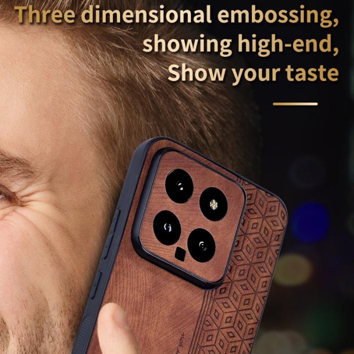 AZNS - AZNS Xiaomi 14 Fodral - Imprinted PU Läder - Brun