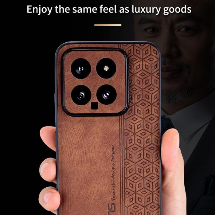 AZNS - AZNS Xiaomi 14 Fodral Imprinted PU Läder - Svart