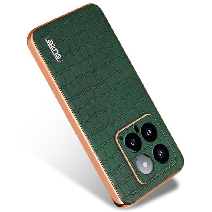 AZNS - AZNS Xiaomi 14 Fodral PU Läder Klassisk Krokodilmönster - Grön