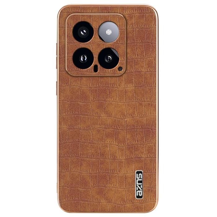 AZNS - AZNS Xiaomi 14 Fodral PU Läder Krokodilmönster - Brun