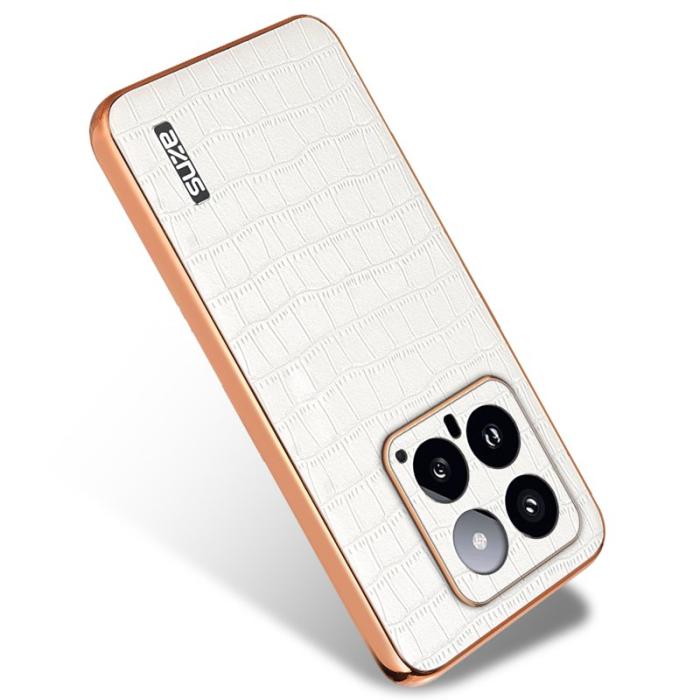 AZNS - AZNS Xiaomi 14 Fodral PU Läder Krokodilmönster - Vit