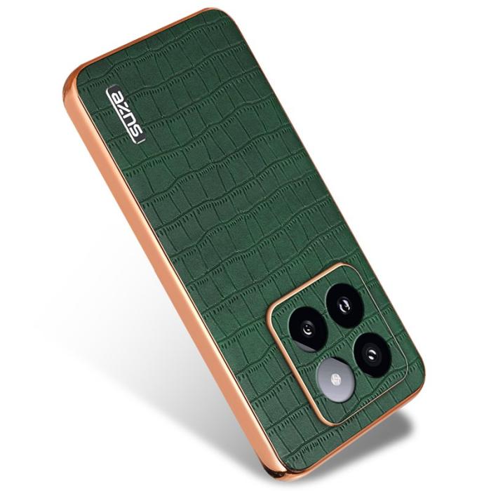 AZNS - AZNS Xiaomi 14 Pro Fodral Äkta läder + TPU - Grön