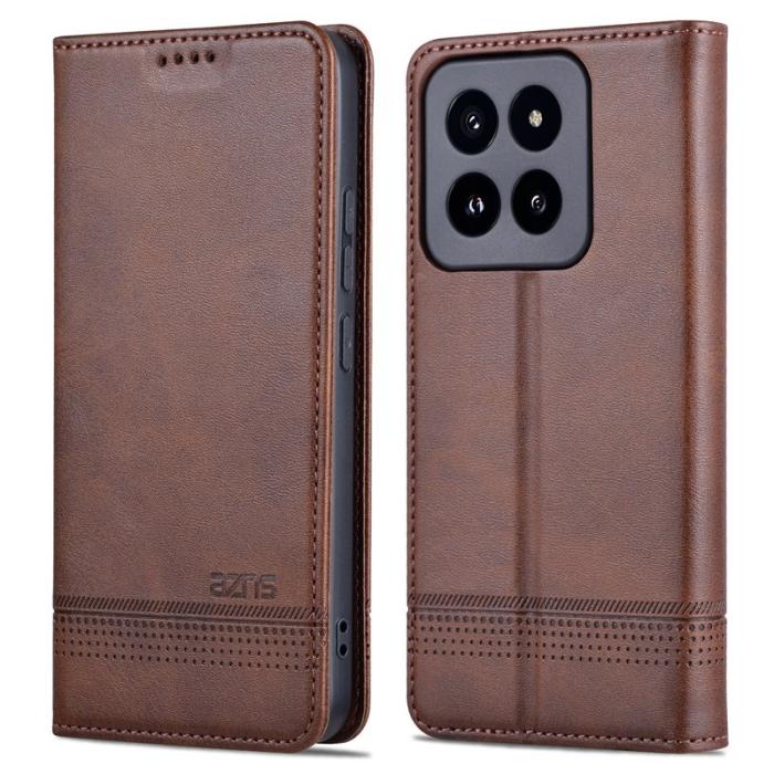 AZNS - AZNS Xiaomi 14 Pro Fodral Magnetisk - Äkta läder - Kaffe