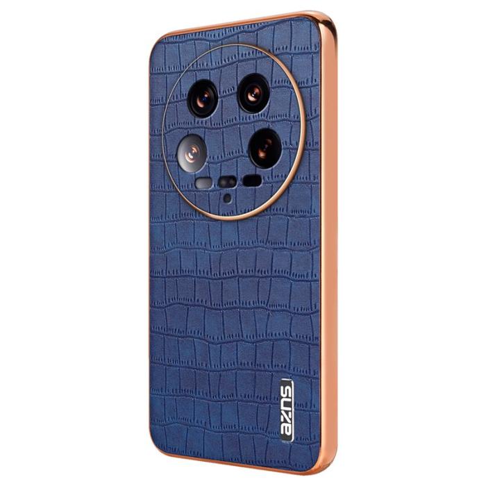 AZNS - AZNS Xiaomi 14 Ultra Fodral Äkta läder - Krokodilmönster - Blå