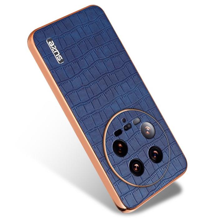 AZNS - AZNS Xiaomi 14 Ultra Fodral Äkta läder - Krokodilmönster - Blå