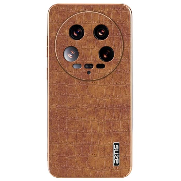 AZNS - AZNS Xiaomi 14 Ultra Fodral Äkta läder - Krokodilmönster - Brun