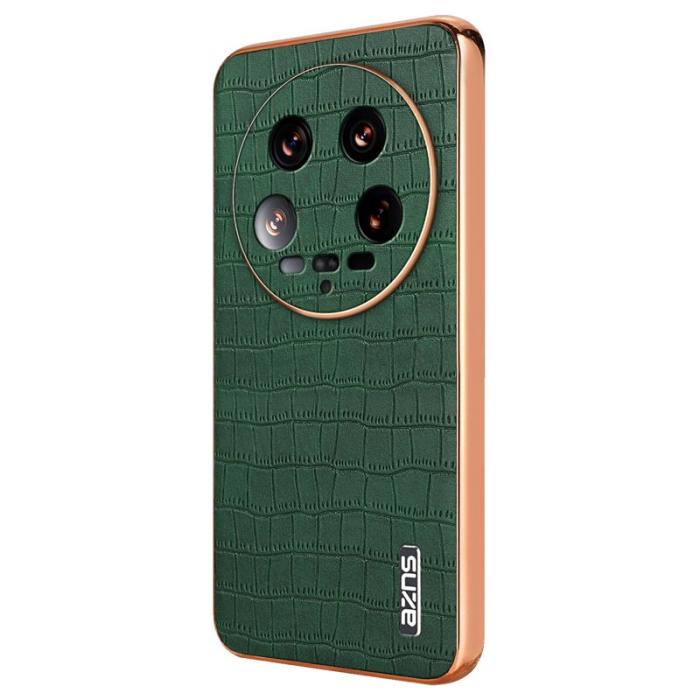 AZNS - AZNS Xiaomi 14 Ultra Fodral Äkta läder - Krokodilmönster - Grön