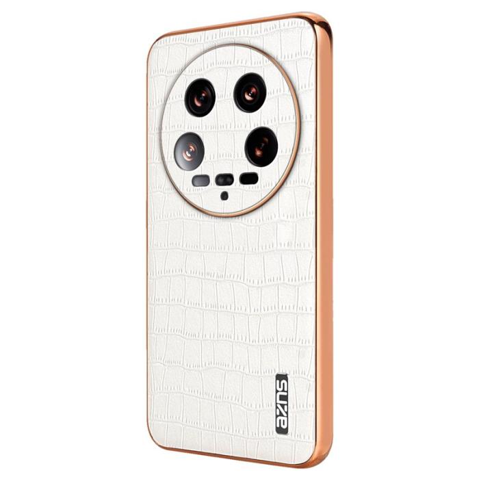 AZNS - AZNS Xiaomi 14 Ultra Fodral Äkta läder - Krokodilmönster - Vit