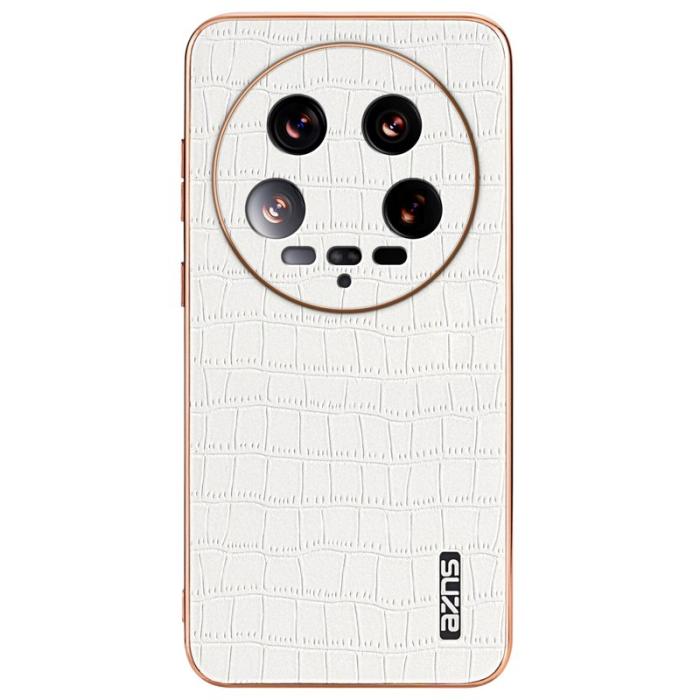 AZNS - AZNS Xiaomi 14 Ultra Fodral Äkta läder - Krokodilmönster - Vit