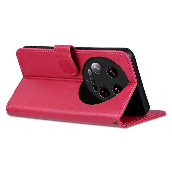AZNS - AZNS Xiaomi 14 Ultra Fodral Ställ Wallet Stötsäker Läder - Röd