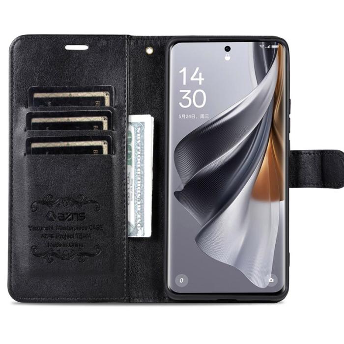 AZNS - AZNS Xiaomi 14 Ultra Fodral Ställ Wallet Stötsäker Läder - Svart
