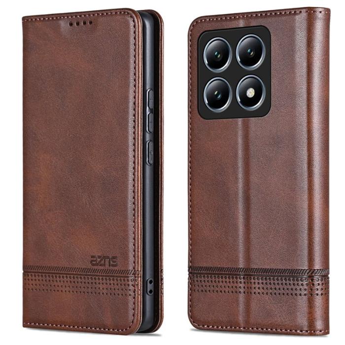 AZNS - AZNS Xiaomi 14T Fodral Äkta läder Plånboksfodral - Kaffe