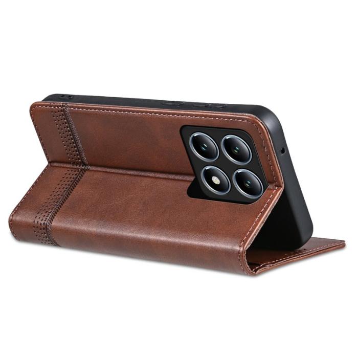 AZNS - AZNS Xiaomi 14T Fodral Äkta läder Plånboksfodral - Kaffe