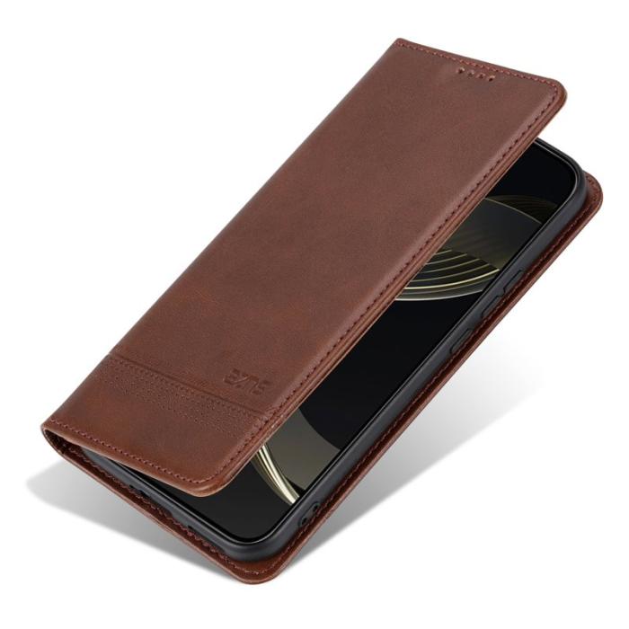 AZNS - AZNS Xiaomi 14T Fodral Äkta läder Plånboksfodral - Kaffe
