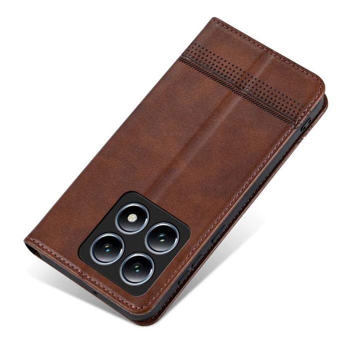 AZNS - AZNS Xiaomi 14T Fodral Äkta läder Plånboksfodral - Kaffe