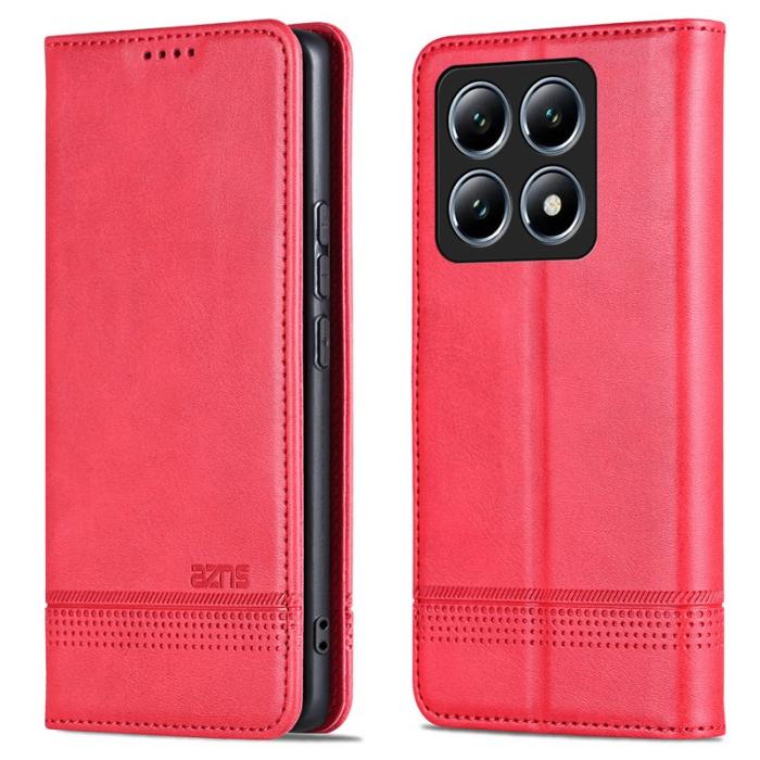 AZNS - AZNS Xiaomi 14T Fodral Äkta läder Plånboksfodral - Röd