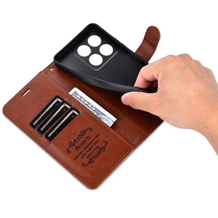 AZNS - AZNS Xiaomi 14T Fodral Anti-Scratch PU Läder - Brun