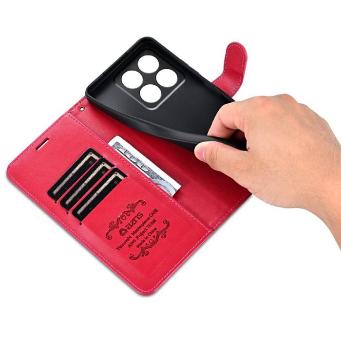 AZNS - AZNS Xiaomi 14T Fodral Anti-Scratch PU Läder - Röd