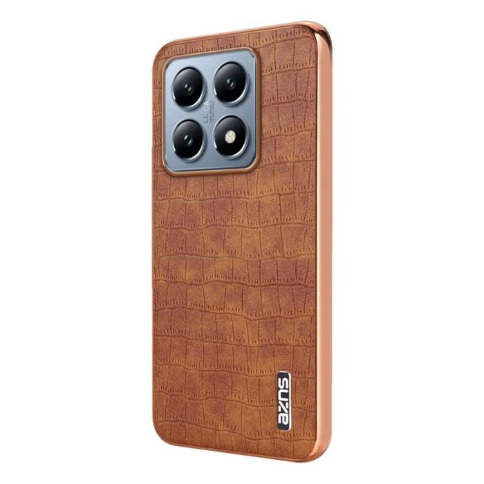AZNS - AZNS Xiaomi 14T Fodral Electroplating Krokodil PU+TPU - Brun